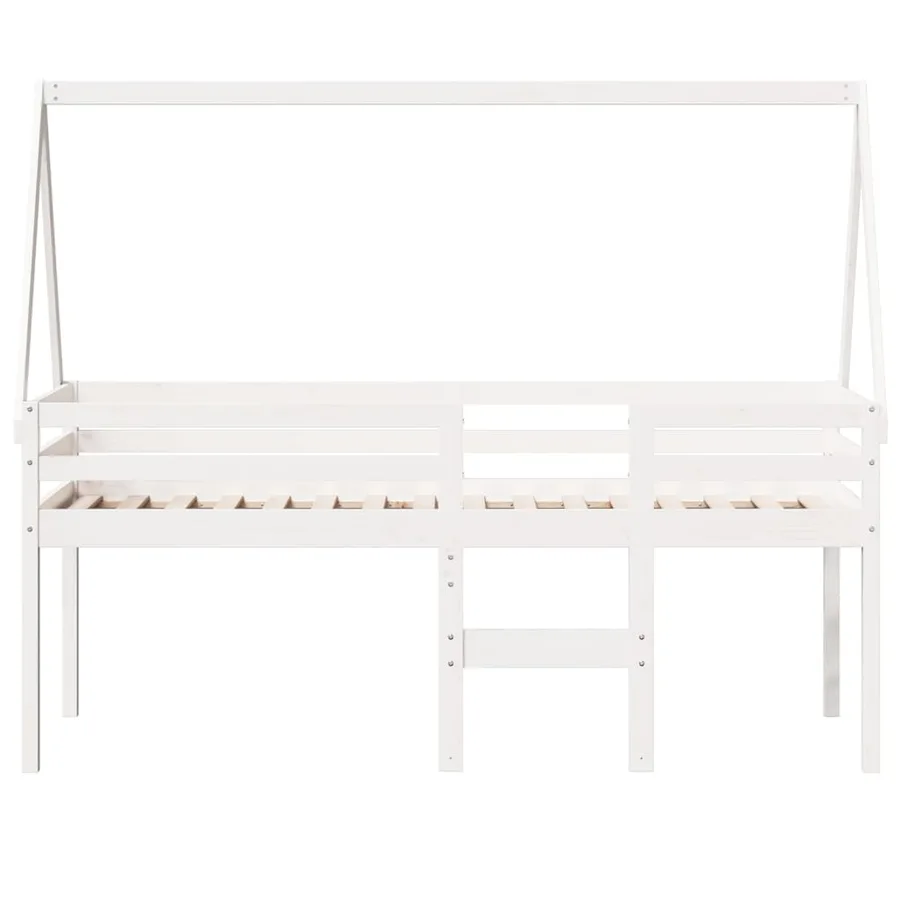 Lit haut sans matelas blanc 75x190 cm bois de pin massif - 4
