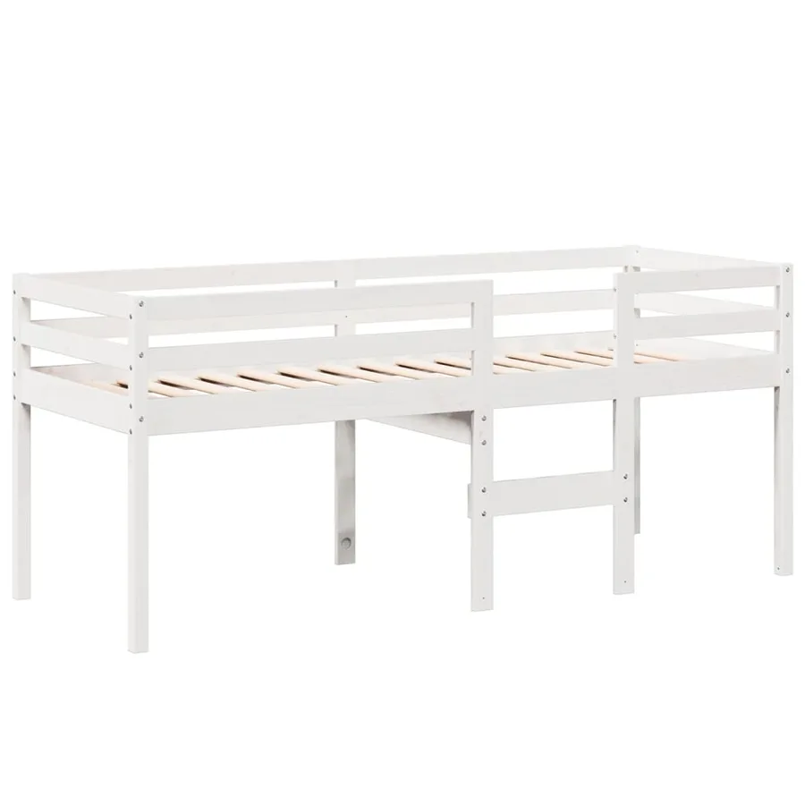 Lit haut sans matelas blanc 75x190 cm bois de pin massif - 5