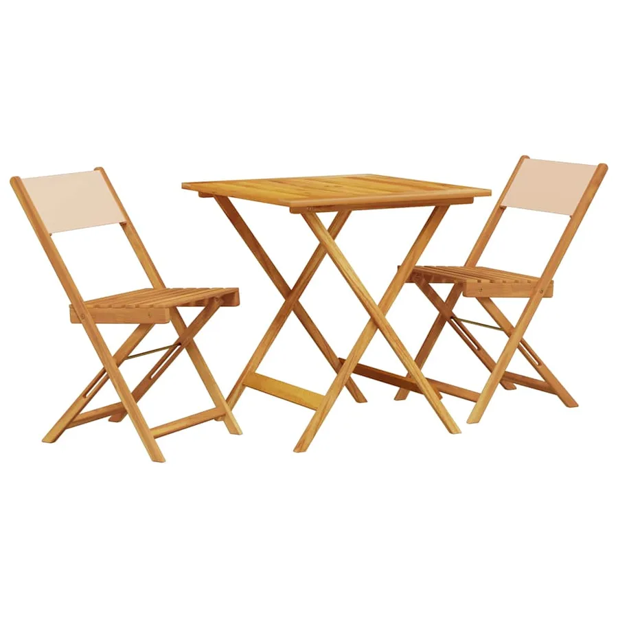 Ensemble de bistro 3 pcs beige tissu et bois massif - 2