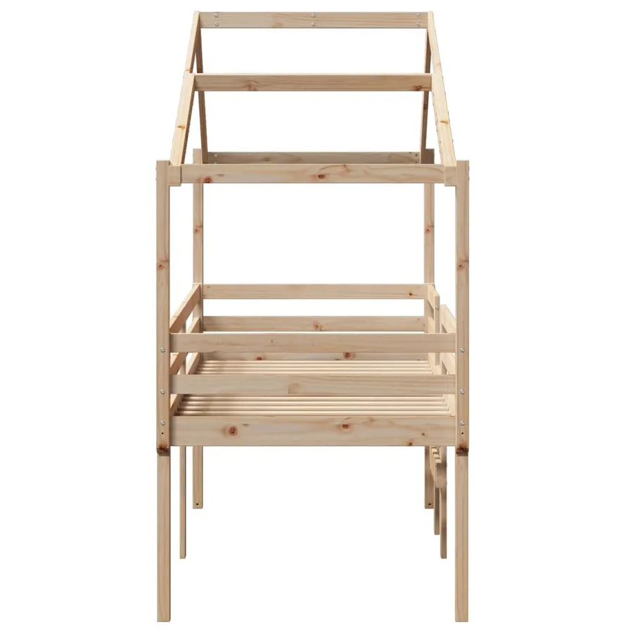 Lit haut sans matelas 90x190 cm bois de pin massif - 7