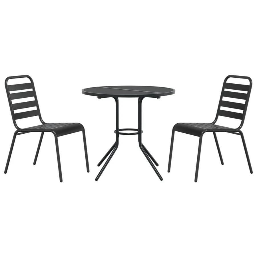 Ensemble de chaises de jardin empilables 3 pcs anthracite - 2