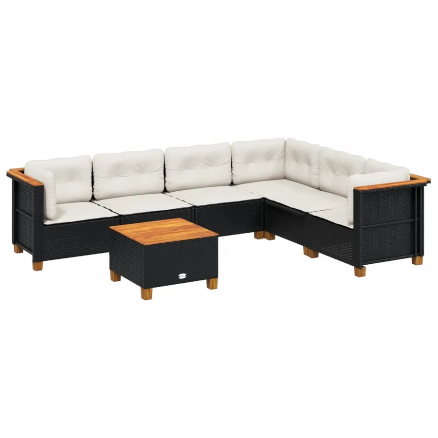 Salon de jardin 7 pcs avec coussins noir résine tressée 63,5 x 63,5 x 62 cm - 63,0 kg - 2