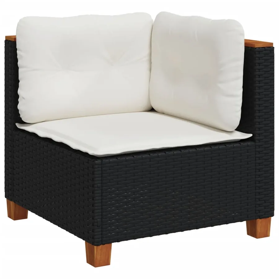 Salon de jardin 6 pcs avec coussins noir résine tressée - 4