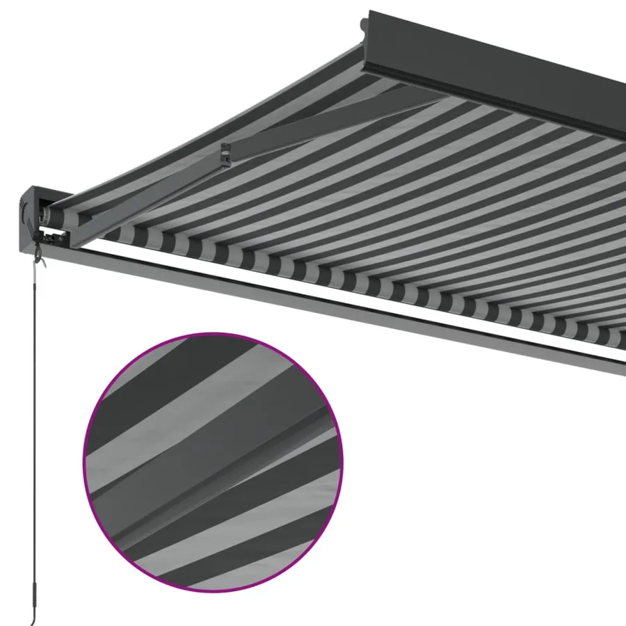 Auvent rétractable anthracite et blanc 3,5x2,5m tissu/aluminium - 7