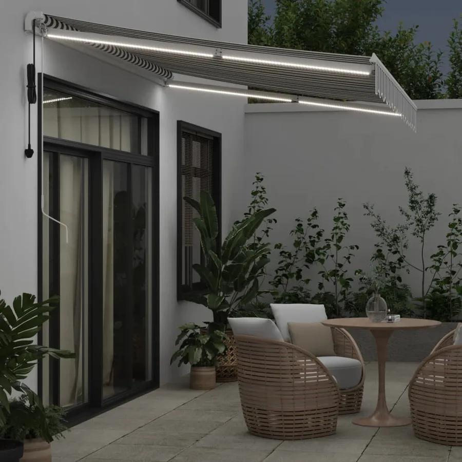 Auvent rétractable automatique avec LED anthracite et blanc - 3