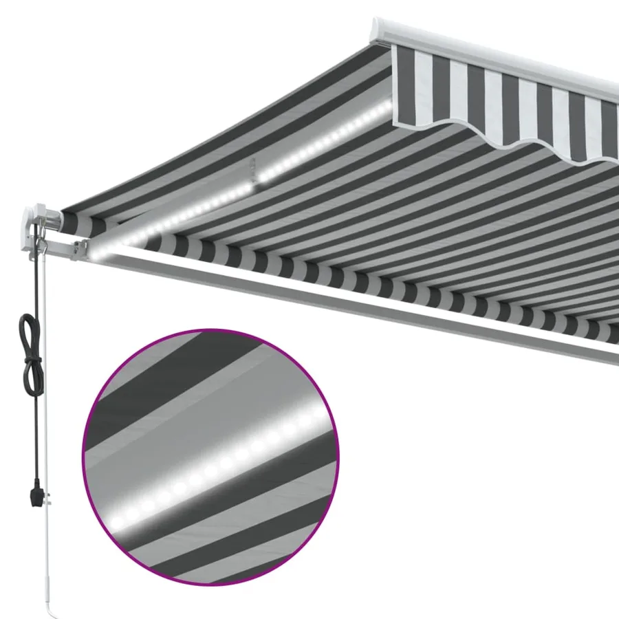 Auvent rétractable automatique avec LED anthracite et blanc - 9