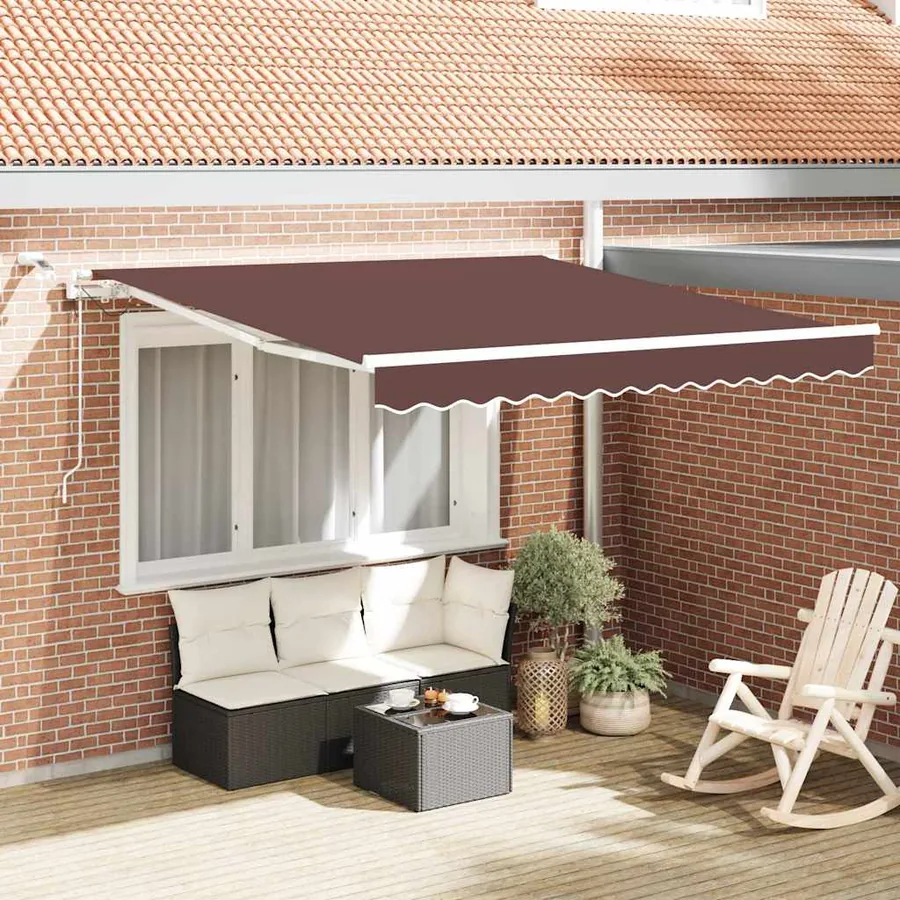 Auvent rétractable automatique avec LED marron 300x250 cm