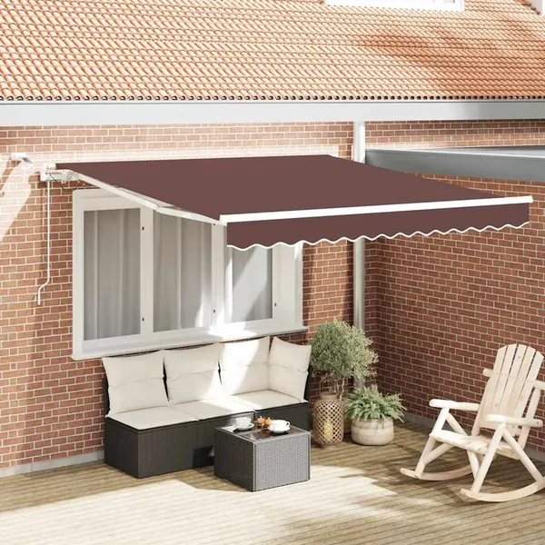 Auvent rétractable automatique avec LED marron 300x250 cm