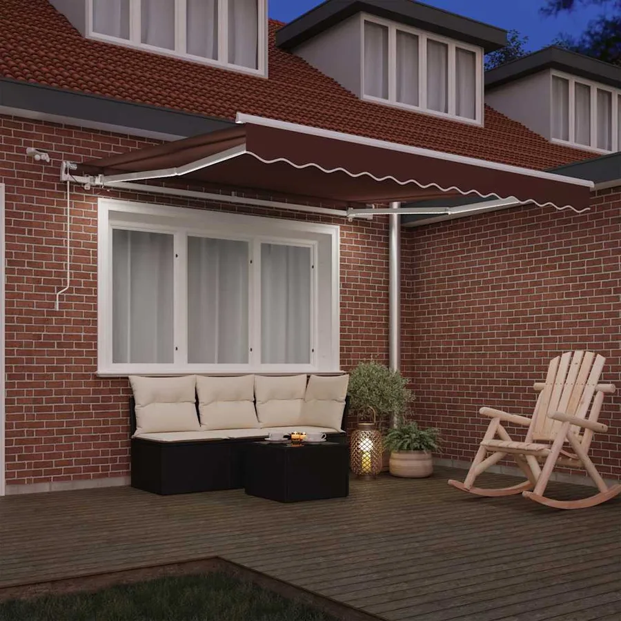 Auvent rétractable automatique avec LED marron 300x250 cm - 3