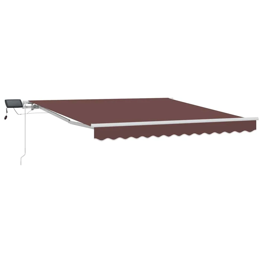 Auvent manuel rétractable avec LED marron 300x250 cm - 2