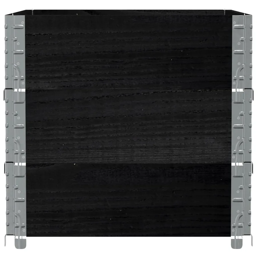 Jardinière noir 80x60 cm bois massif de pin - 4
