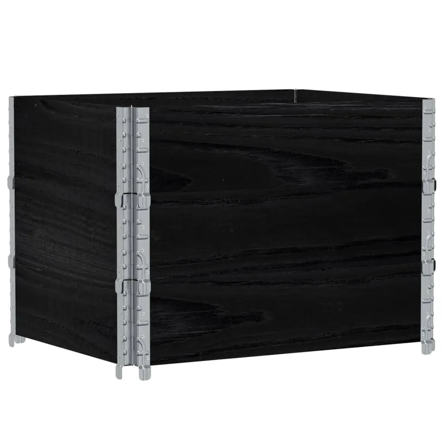 Jardinière noir 80x60 cm bois massif de pin - 5