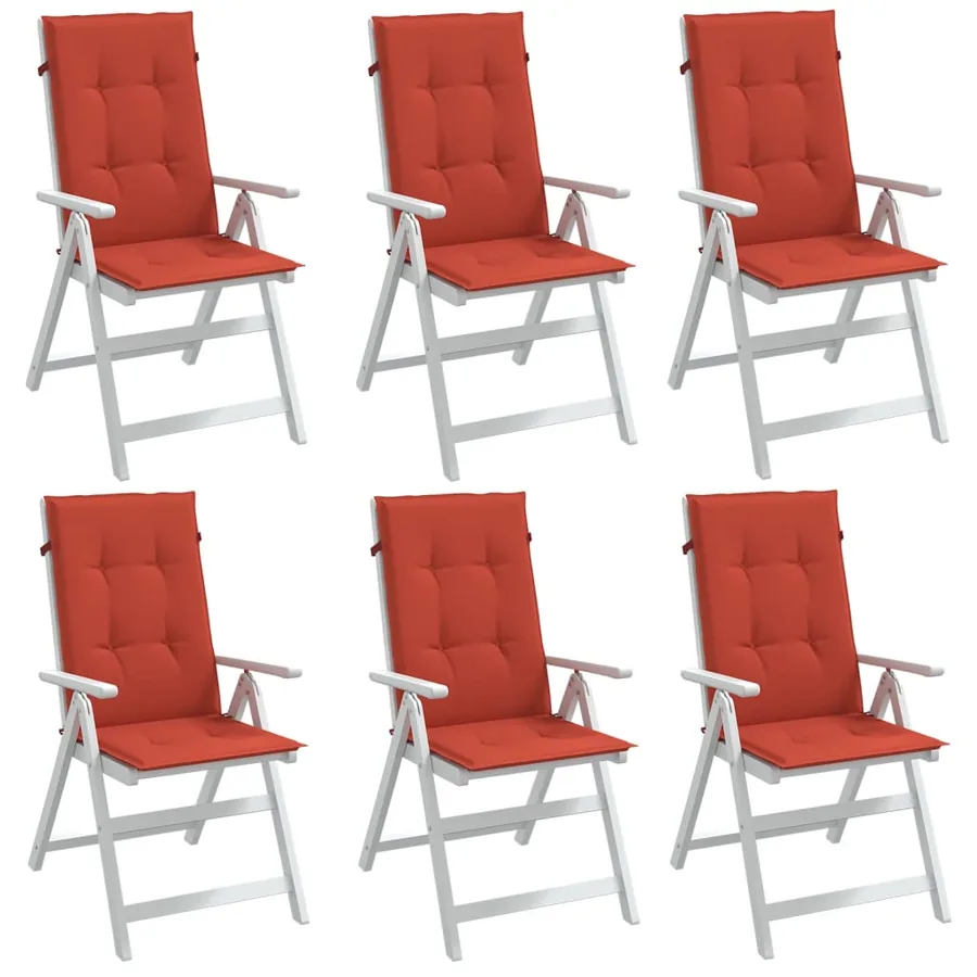 Coussins de chaise à dossier haut lot de 6 rouge mélangé tissu