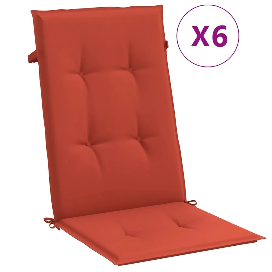 Coussins de chaise à dossier haut lot de 6 rouge mélangé tissu - 2