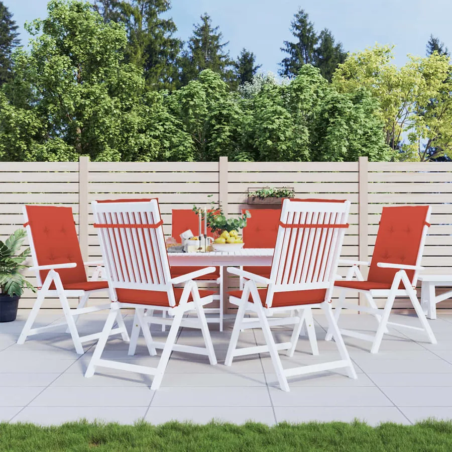 Coussins de chaise à dossier haut lot de 6 rouge mélangé tissu - 3