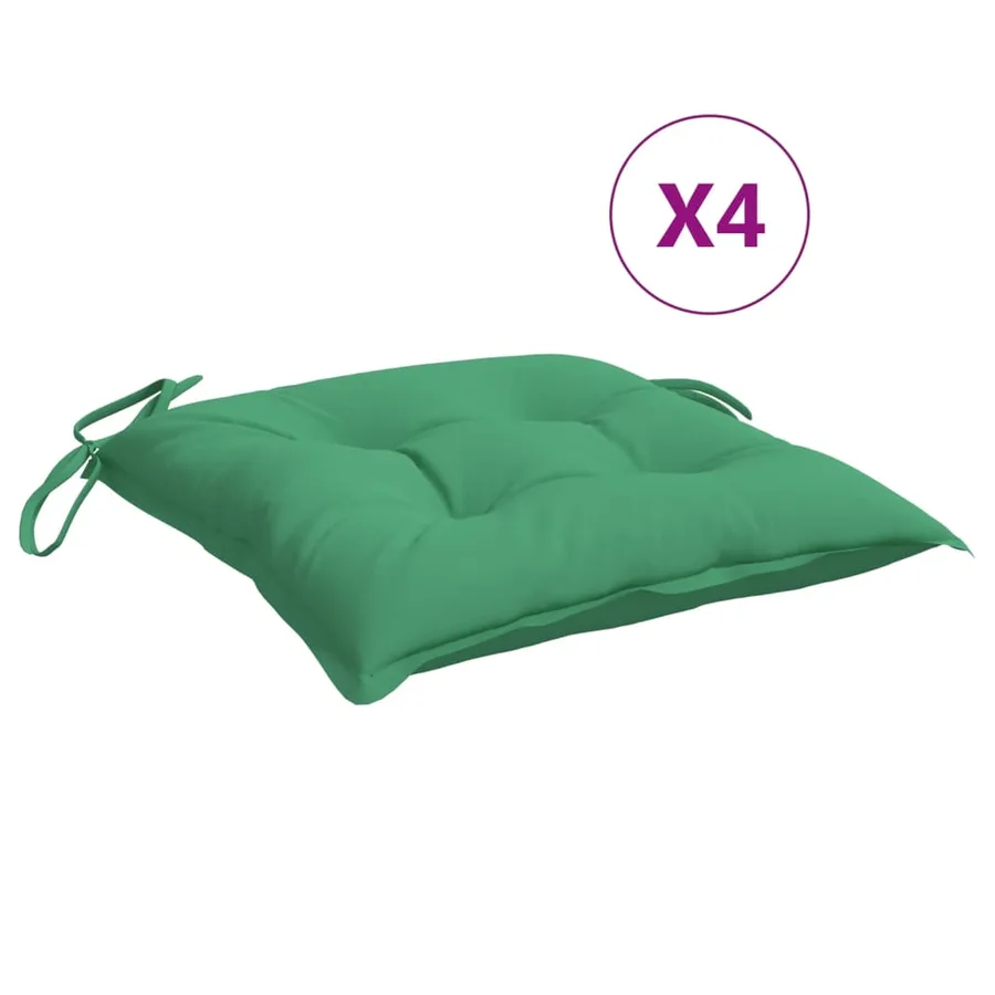 Coussins de chaise lot de 4 vert 50x50x7 cm tissu oxford - 2