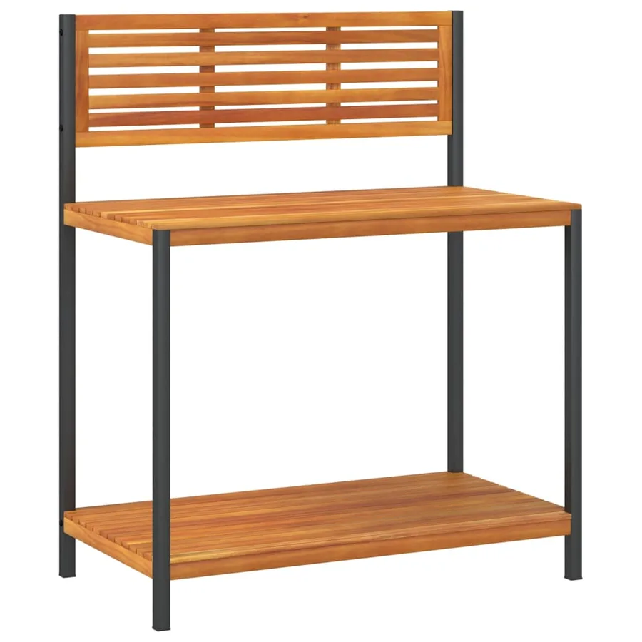 Table de travail de jardin bois d'acacia solide et acier - 2