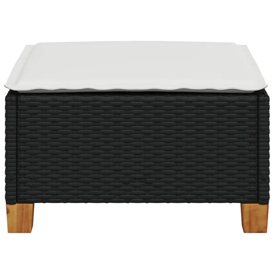 Tabouret de jardin et coussin noir 63,5x56x32 cm résine tressée - 4