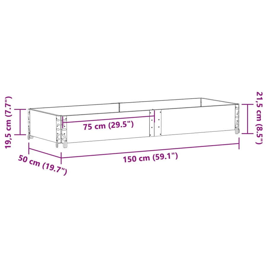 Jardinière 150x50 cm bois de pin massif - 8