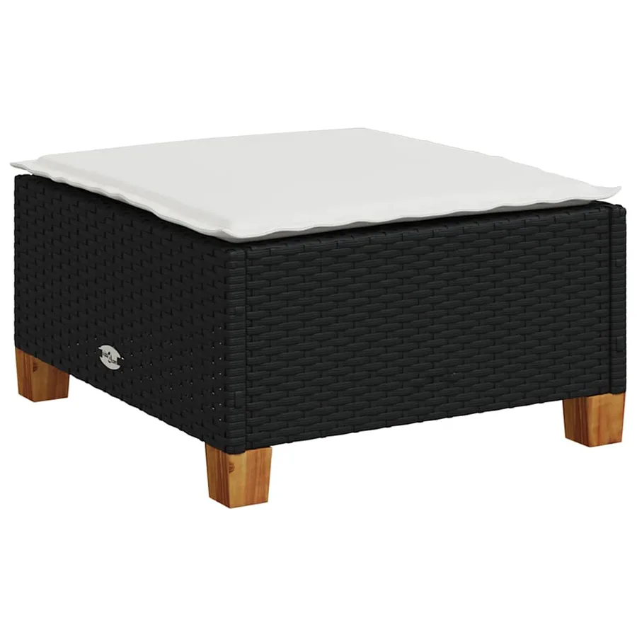 Salon de jardin 6 pcs avec coussins noir résine tressée - 4