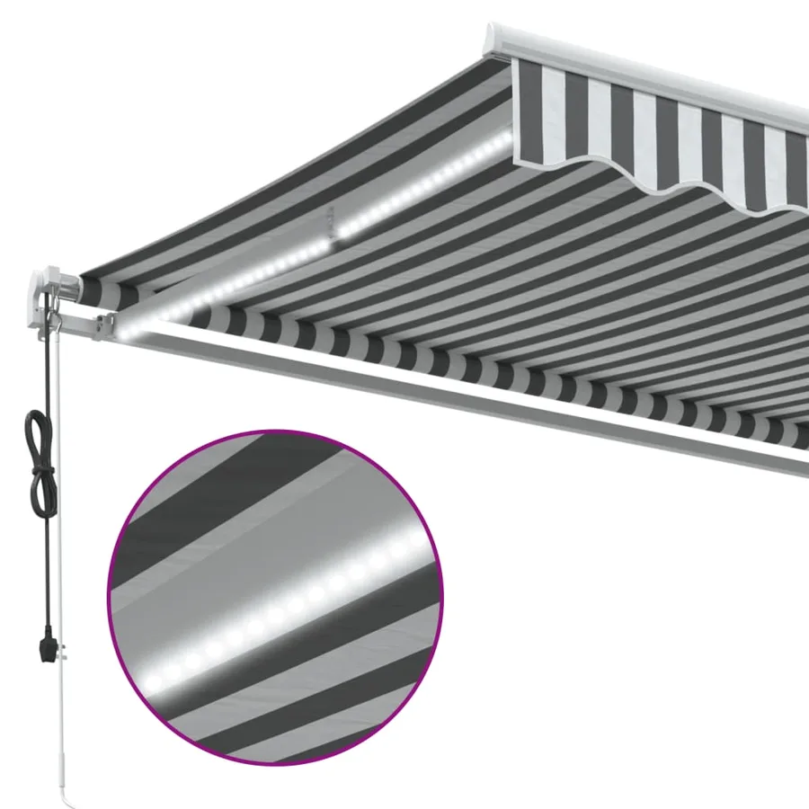 Auvent rétractable automatique avec LED anthracite et blanc - 8
