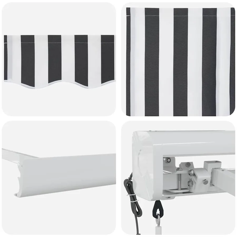 Auvent rétractable anthracite et blanc 4,5x3 m tissu/aluminium - 8