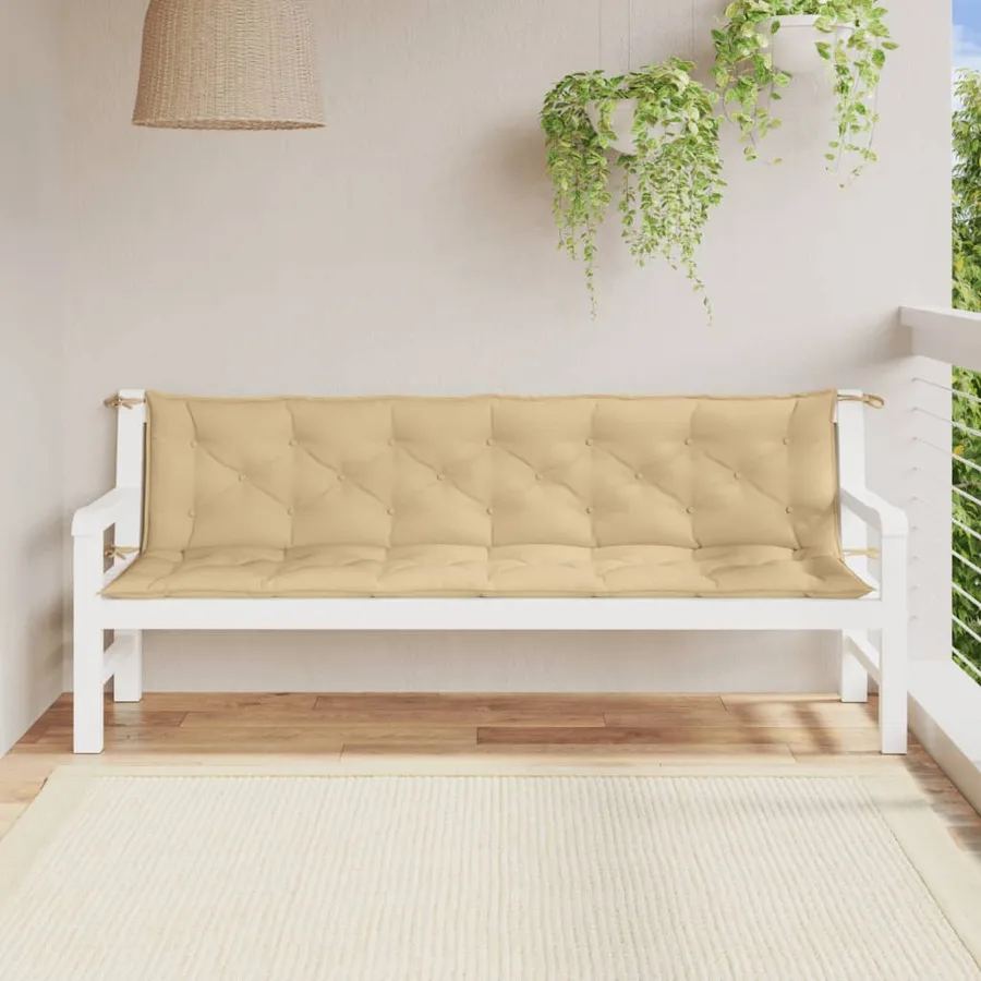 Coussins de banc de jardin lot de 2 beige mélangé tissu - 3