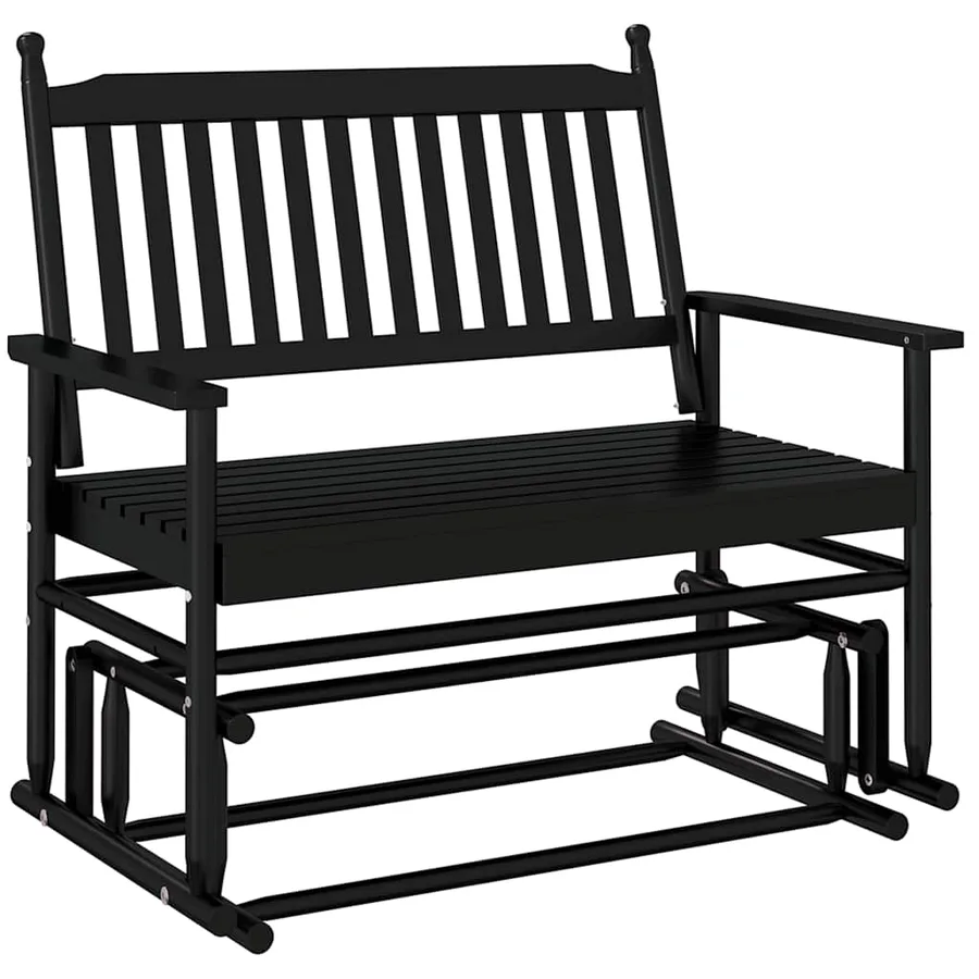 Banc balancelle noir 118x70x104,5 cm bois massif de peuplier - 2