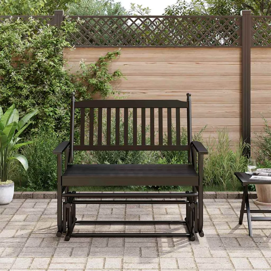 Banc balancelle noir 118x70x104,5 cm bois massif de peuplier - 3