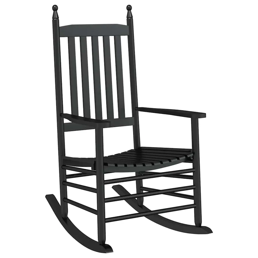 Chaise à bascule avec siège incurvé noir peuplier massif - 2