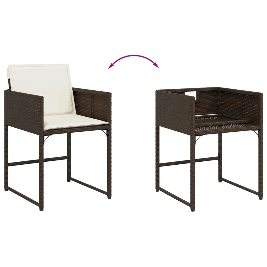 Ensemble à manger de jardin et coussins 11 pcs marron rotin - 8