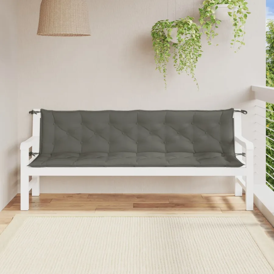 Coussins de banc de jardin lot de 2 gris foncé mélangé tissu - 3