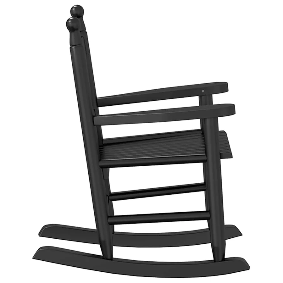 Chaise à bascule enfants noir bois de peuplier massif - 5