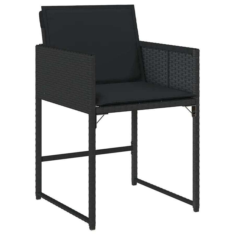 Ensemble à manger de jardin coussins 5pcs Noir Résine tressée - 3