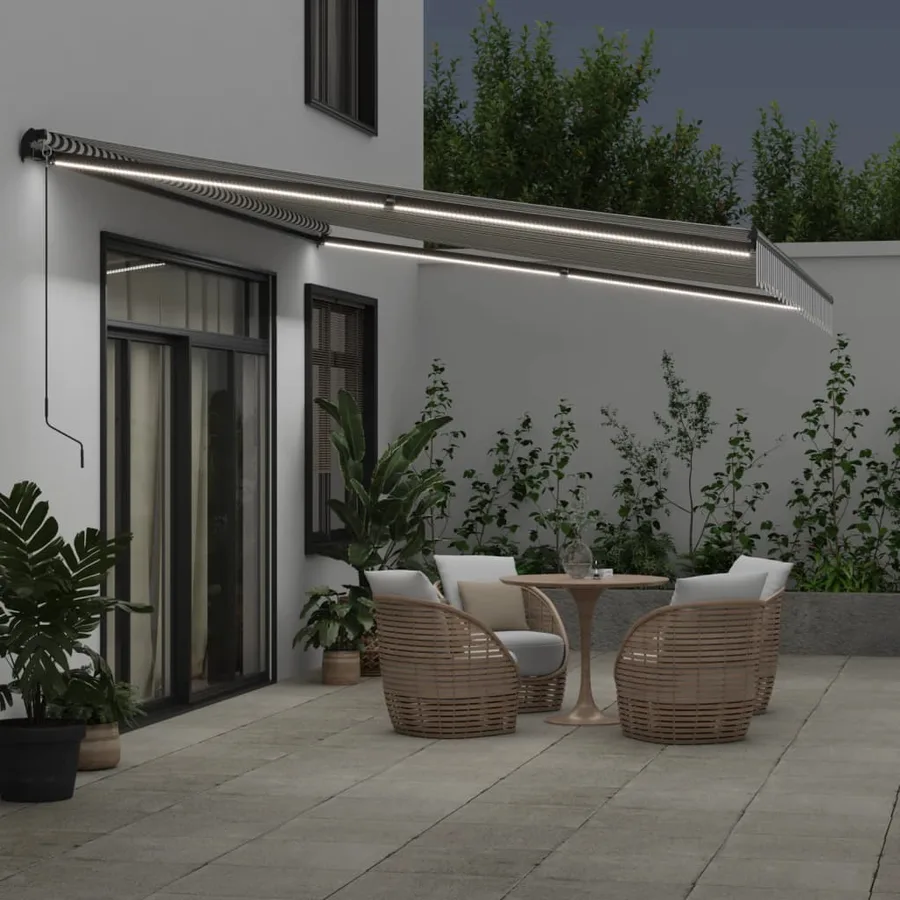 Auvent rétractable automatique anthracite et blanc 500x350 cm - 3