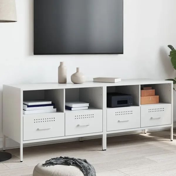 Meubles TV 2 pcs blanc 68x39x50,5 cm acier