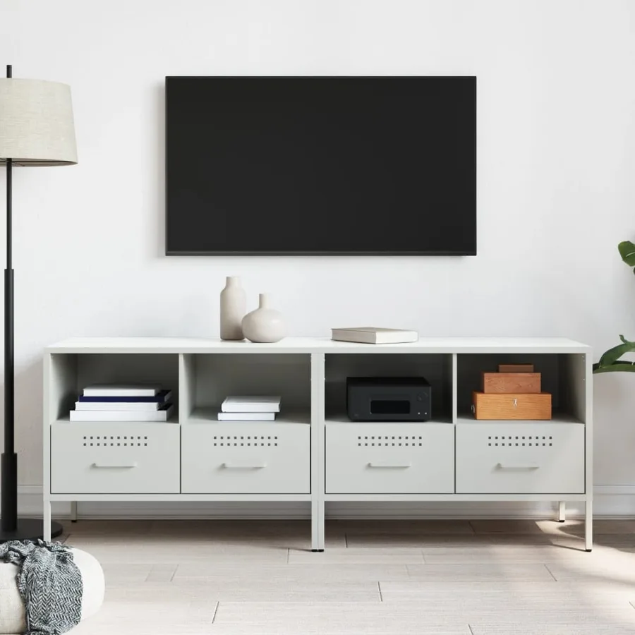 Meubles TV 2 pcs blanc 68x39x50,5 cm acier - 3