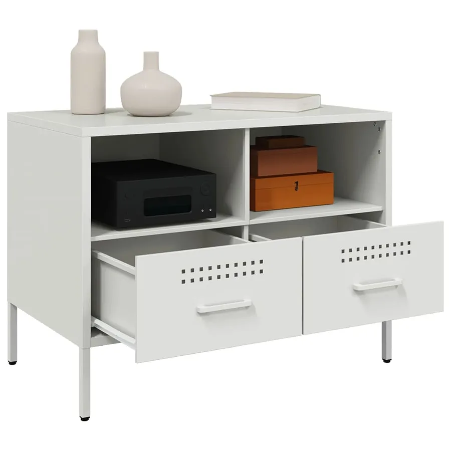 Meubles TV 2 pcs blanc 68x39x50,5 cm acier - 5
