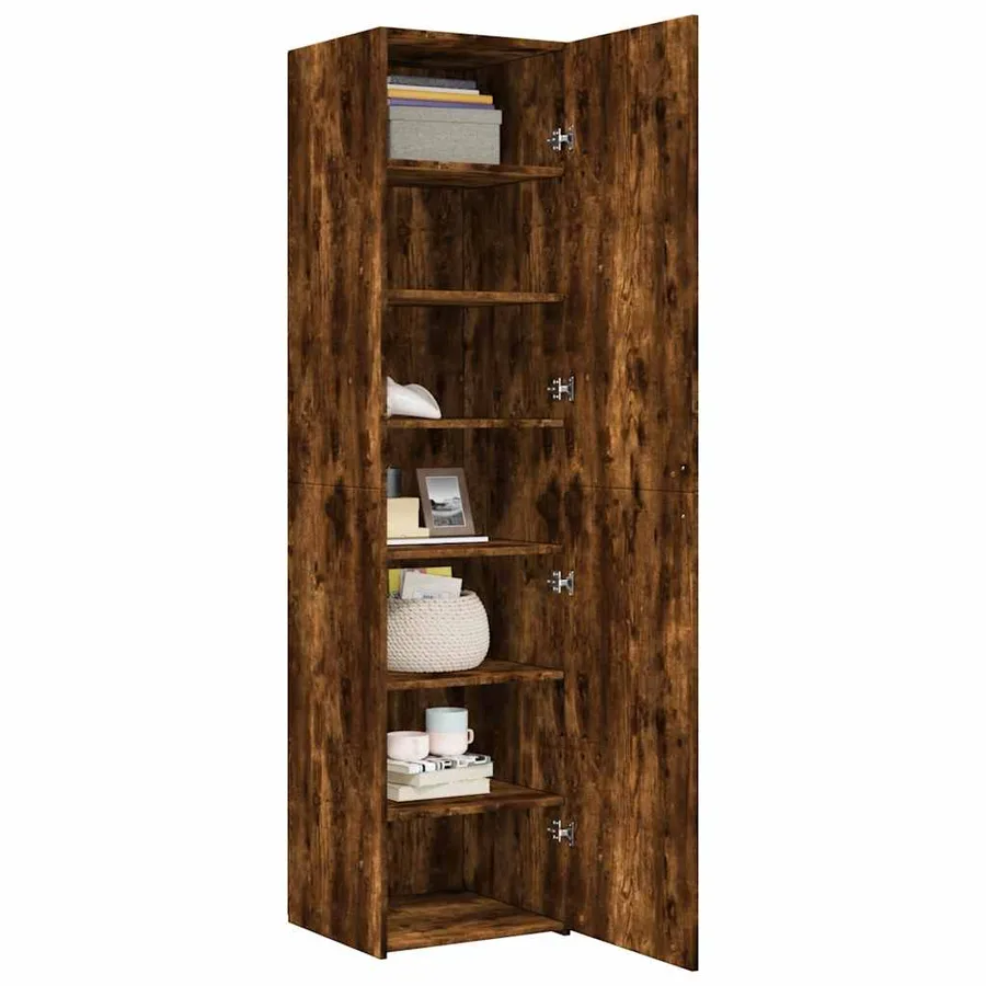 Buffet haut chêne fumé 45x42,5x185 cm bois d'ingénierie - 7