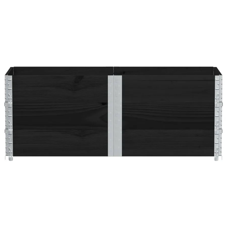 Jardinière noir 150x50 cm bois massif de pin - 3