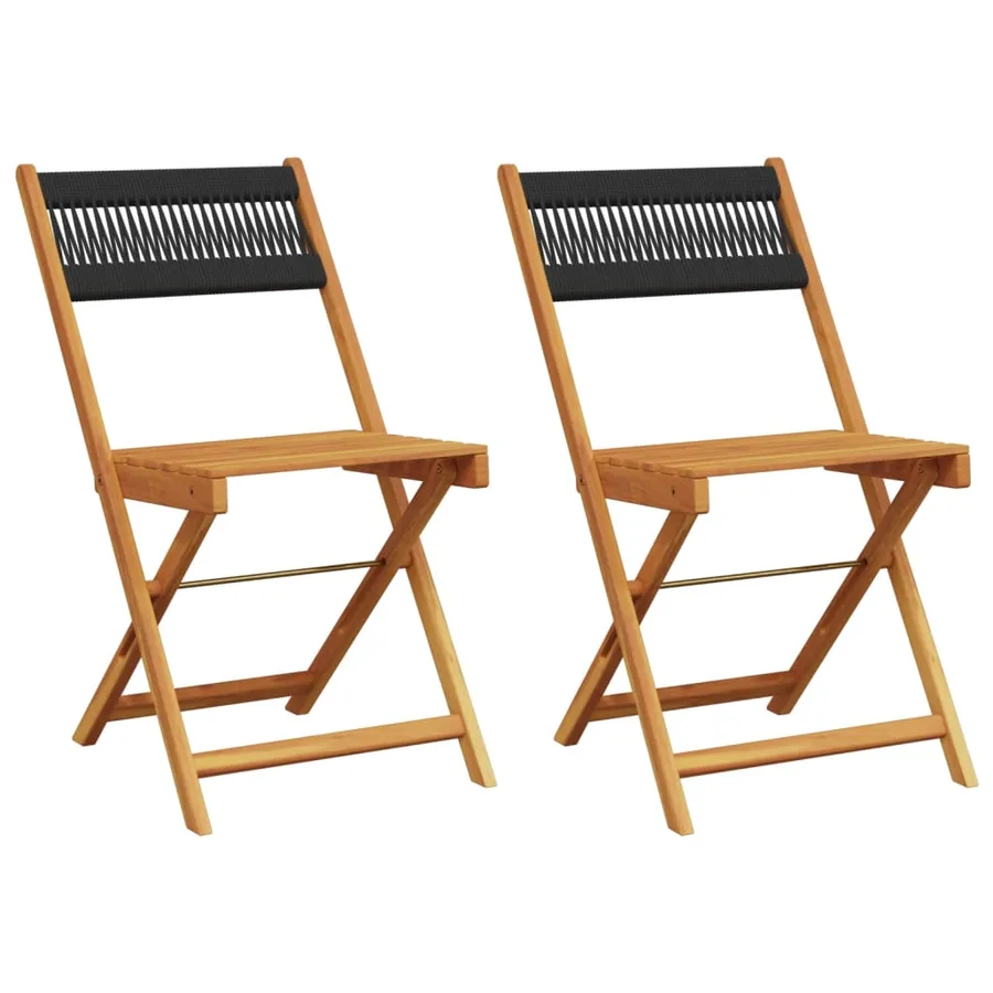 Chaises de bistrot lot de 2 noir bois d'acacia et corde - 2