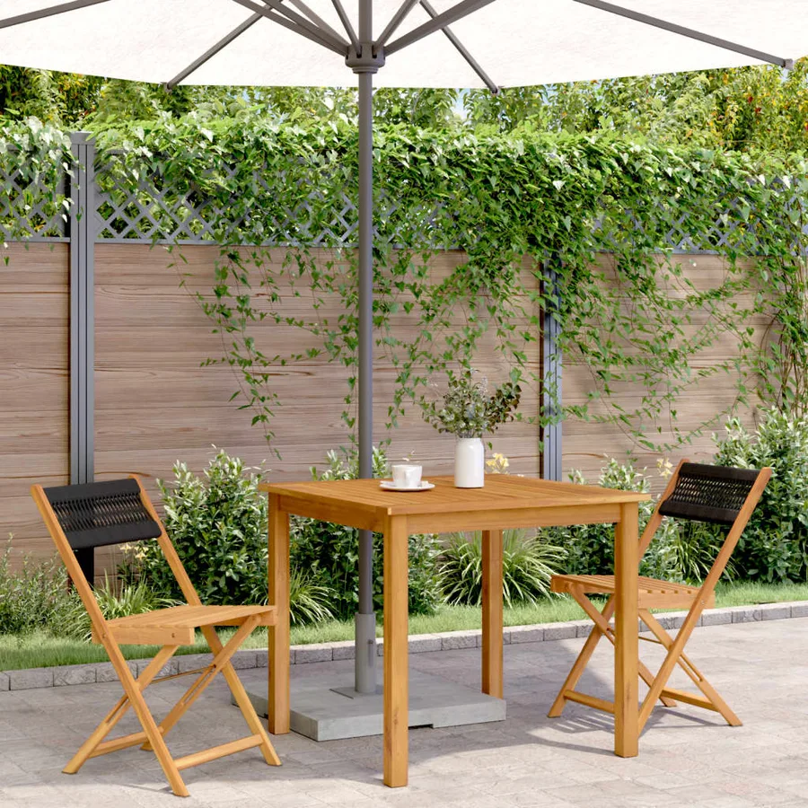 Chaises de bistrot lot de 2 noir bois d'acacia et corde - 3