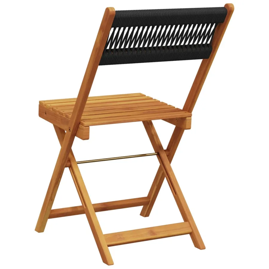 Chaises de bistrot lot de 2 noir bois d'acacia et corde - 7