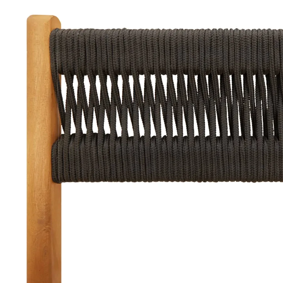 Chaises de bistrot lot de 2 noir bois d'acacia et corde - 9