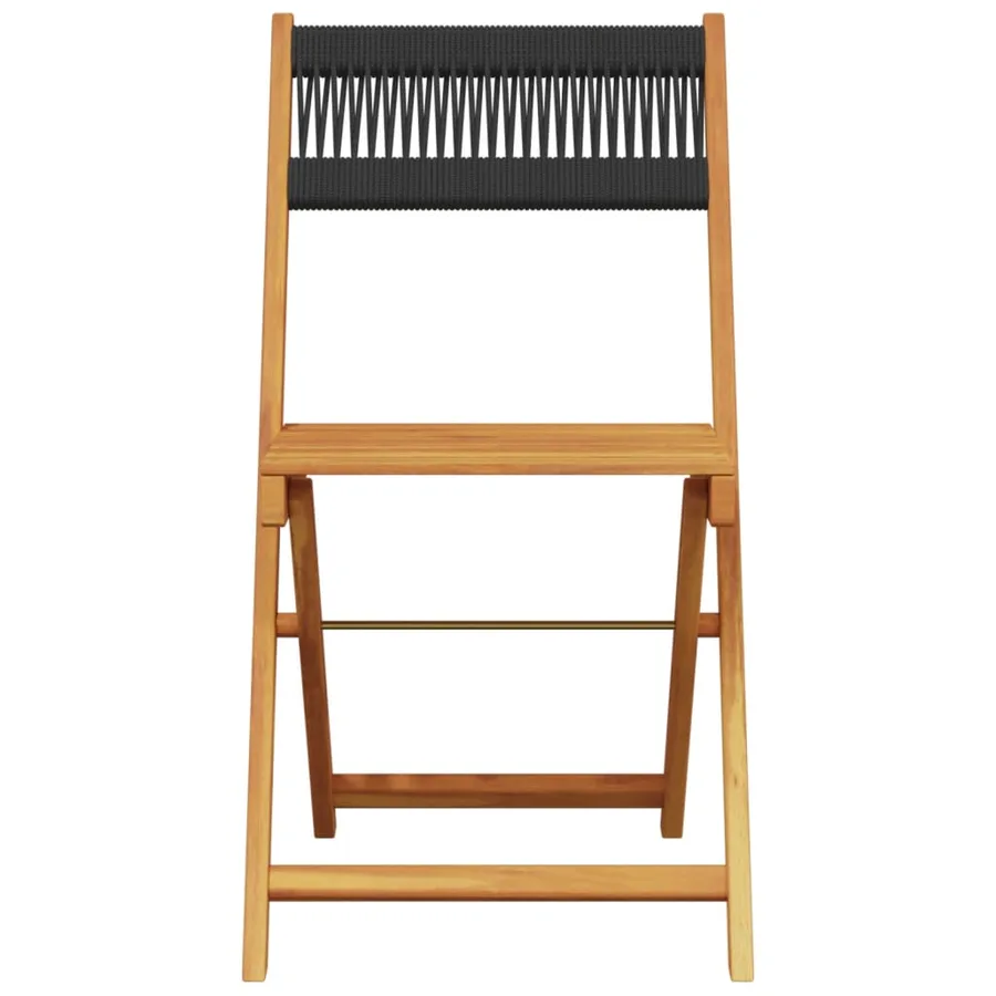 Ensemble de bistro 3 pcs noir polypropylène et bois massif - 6