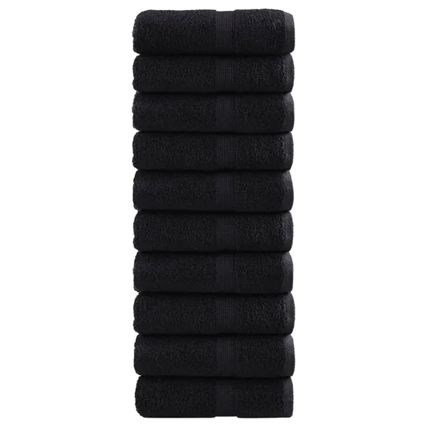 Serviettes de toilette Premium SOLUND 10 pièces Noir 30 x 30 cm 600 g/m²