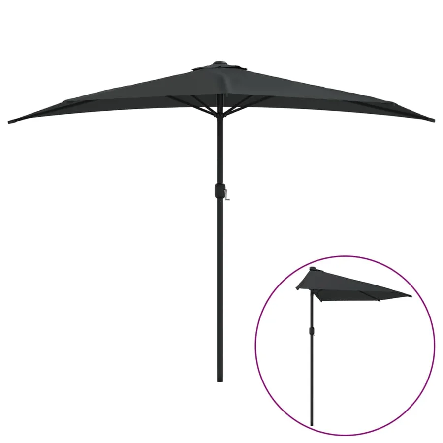 Parasol de balcon avec mât en aluminium Noir 300x155x223cm Demi - 2