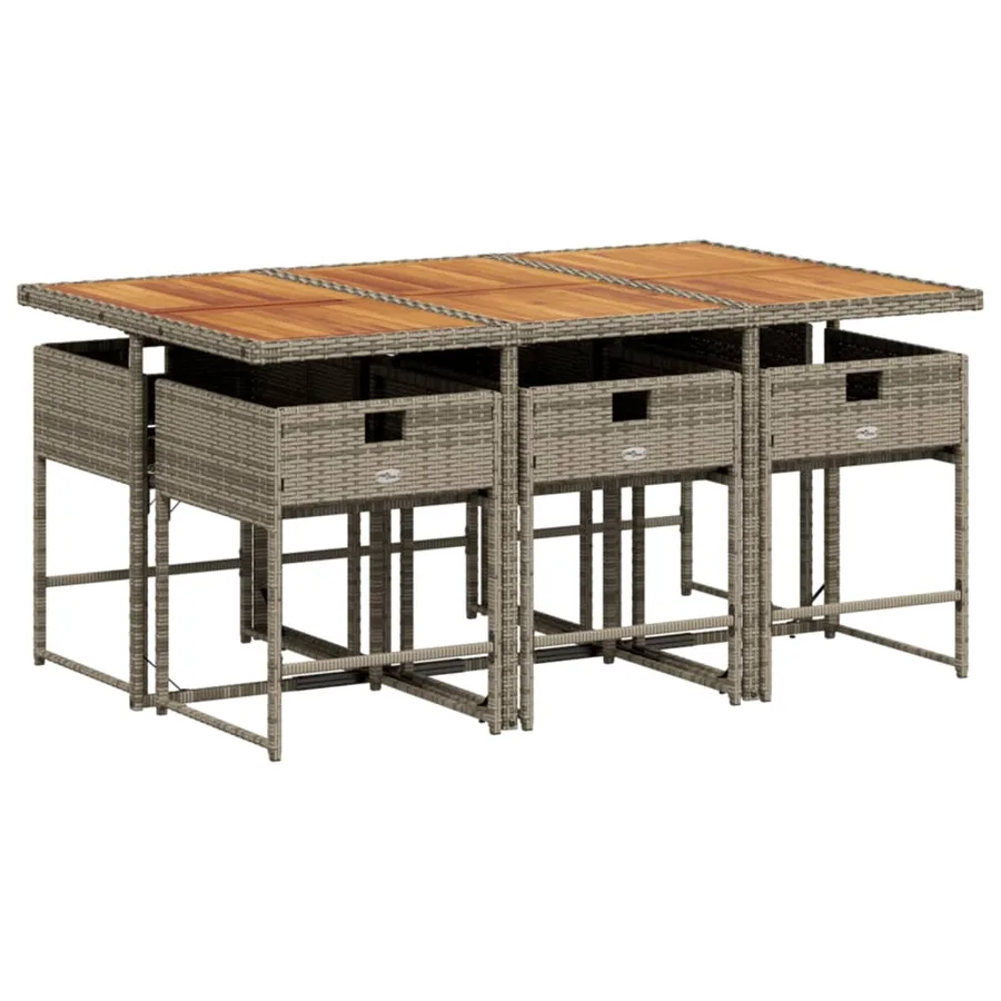 Ensemble à manger de jardin et coussins 7 pcs gris rotin - 4