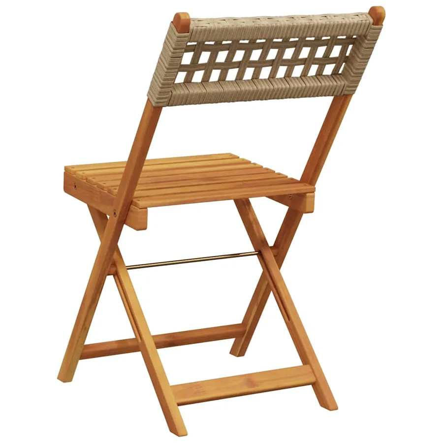 Chaises de jardin pliantes lot de 8 beige rotin et bois massif - 6