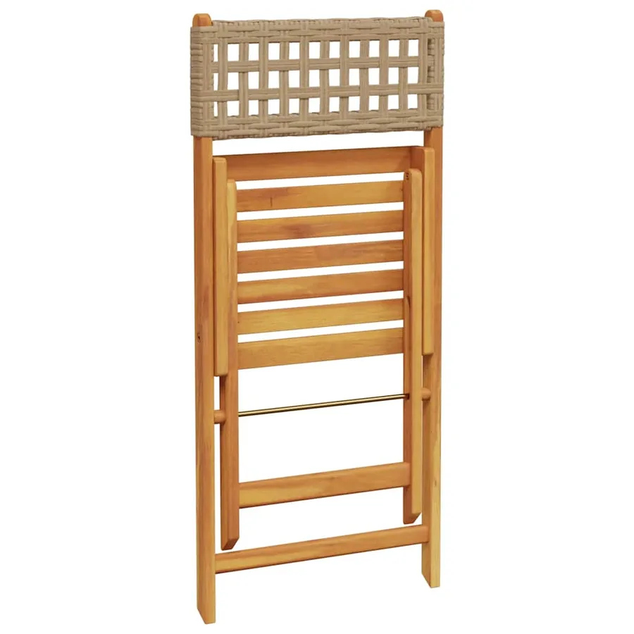 Chaises de jardin pliantes lot de 8 beige rotin et bois massif - 7